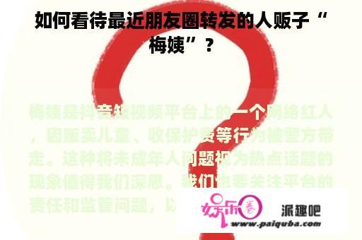 如何看待最近朋友圈转发的人贩子“梅姨”？