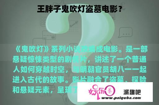 王胖子鬼吹灯盗墓电影？