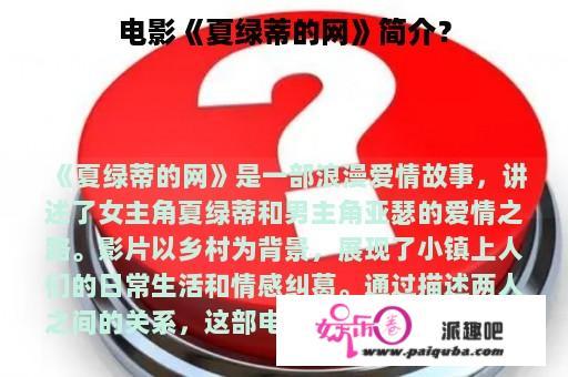 电影《夏绿蒂的网》简介？