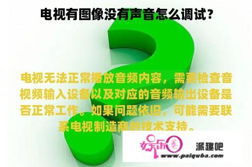 电视有图像没有声音怎么调试？