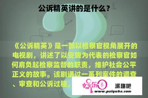 公诉精英讲的是什么？