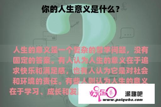 你的人生意义是什么？