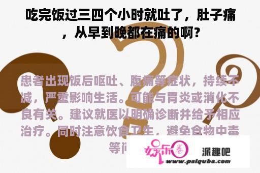 吃完饭过三四个小时就吐了，肚子痛，从早到晚都在痛的啊？