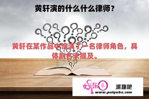 黄轩演的什么什么律师？