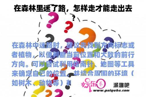 在森林里迷了路，怎样走才能走出去？