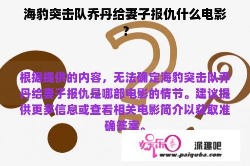 海豹突击队乔丹给妻子报仇什么电影？