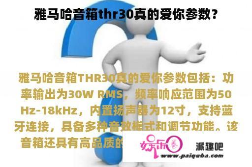 雅马哈音箱thr30真的爱你参数？