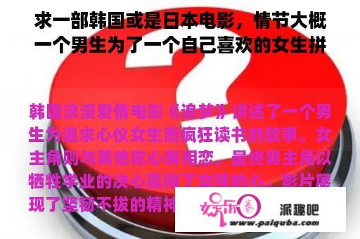 求一部韩国或是日本电影，情节大概一个男生为了一个自己喜欢的女生拼了命的读书，结果女生跟了另一花心男？