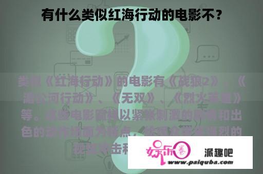 有什么类似红海行动的电影不？