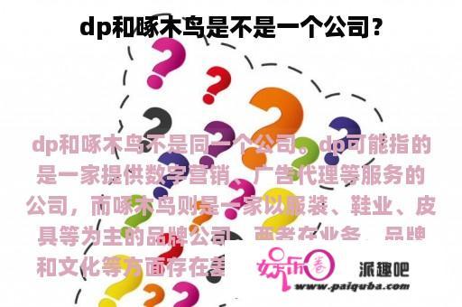 dp和啄木鸟是不是一个公司？