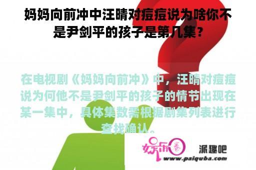 妈妈向前冲中汪晴对痘痘说为啥你不是尹剑平的孩子是第几集？