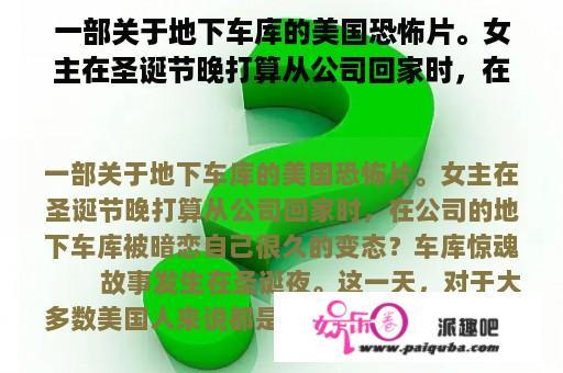 一部关于地下车库的美国恐怖片。女主在圣诞节晚打算从公司回家时，在公司的地下车库被暗恋自己很久的变态？