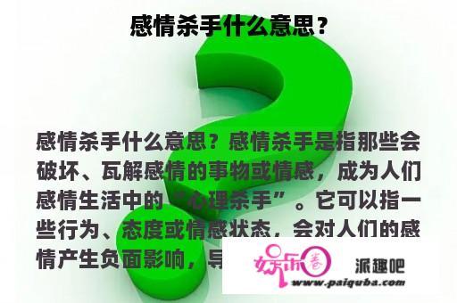 感情杀手什么意思？