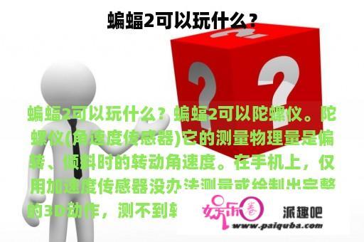 蝙蝠2可以玩什么？