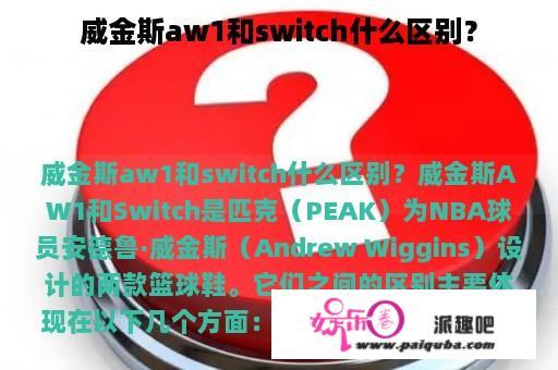 威金斯aw1和switch什么区别？