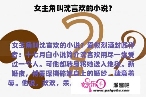 女主角叫沈言欢的小说？