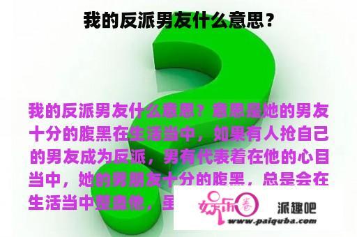 我的反派男友什么意思？