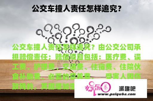 公交车撞人责任怎样追究？