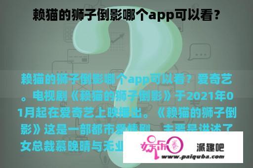 赖猫的狮子倒影哪个app可以看？