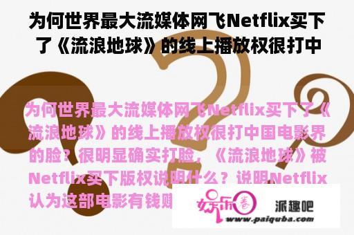 为何世界最大流媒体网飞Netflix买下了《流浪地球》的线上播放权很打中国电影界的脸？