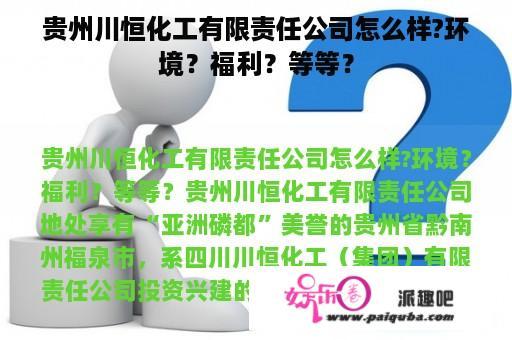 贵州川恒化工有限责任公司怎么样?环境？福利？等等？