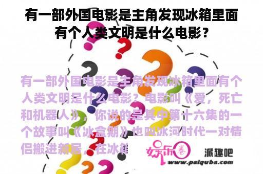 有一部外国电影是主角发现冰箱里面有个人类文明是什么电影？