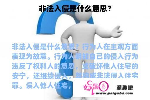 非法入侵是什么意思？