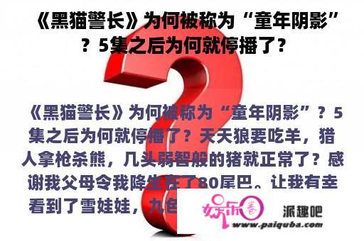 《黑猫警长》为何被称为“童年阴影”？5集之后为何就停播了？