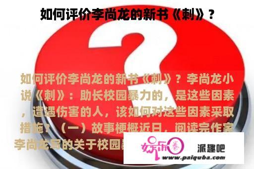 如何评价李尚龙的新书《刺》？