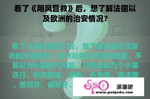 看了《飓风营救》后，想了解法国以及欧洲的治安情况？